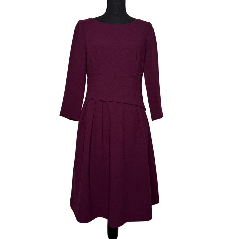 Elegant Plum Fit & Flare Dress w/Pockets | Office to Evening